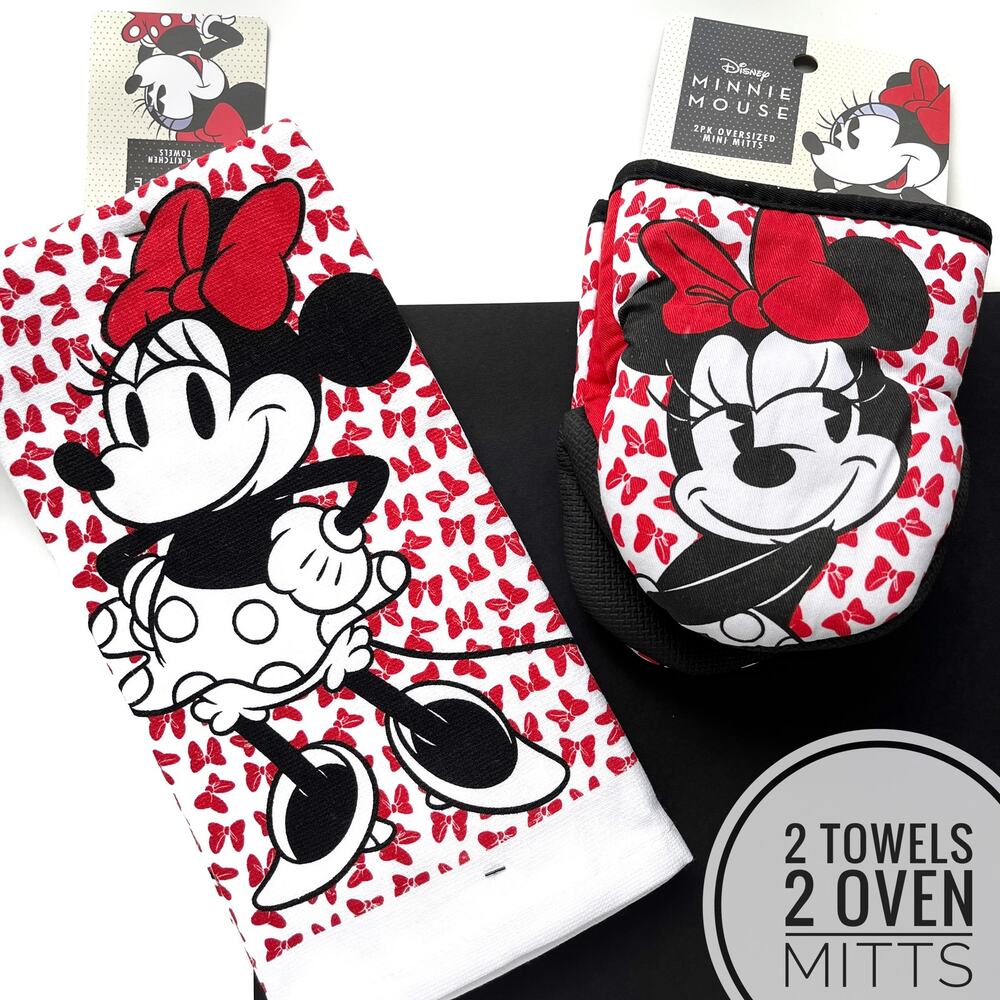 Disney Minnie Mouse Kitchen Towels and Oven Mitts Pot Holders